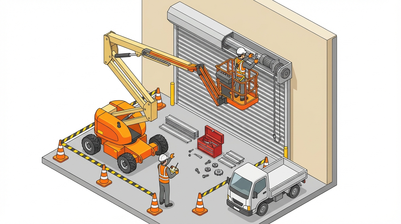 シャッター 修理 高所 高所作業車