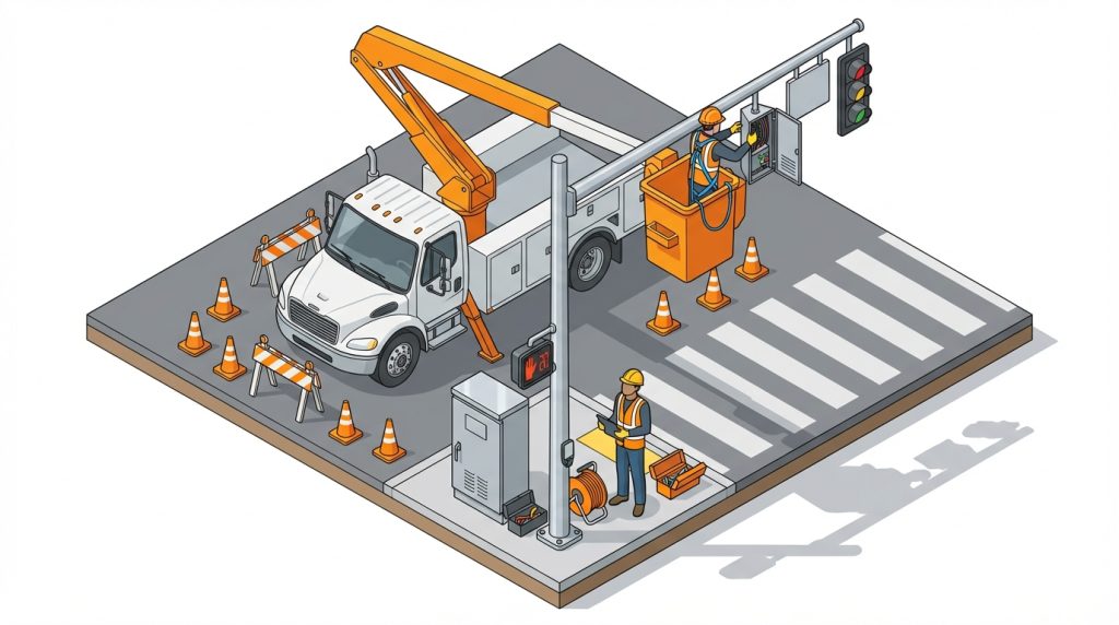 信号機 工事 高所作業車