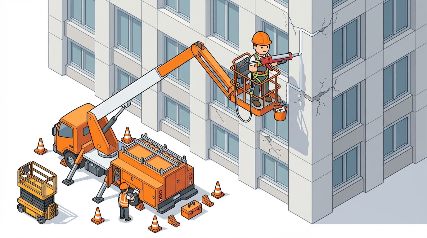 シーリング 打ち替え 高所作業車