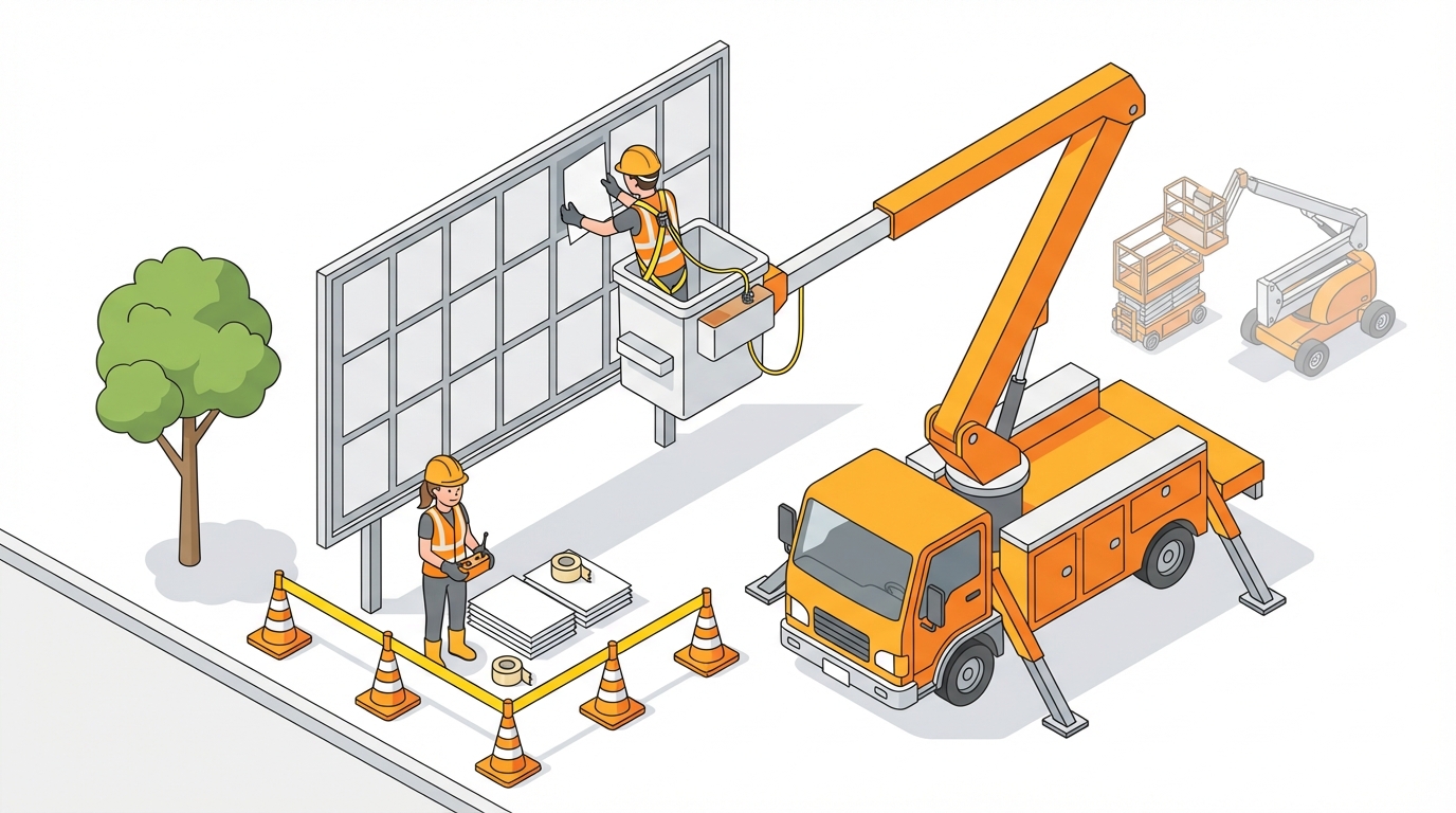 選挙 ポスター 貼り 高所作業車