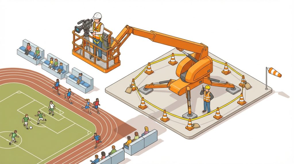 スポーツ 大会 撮影 高所作業車