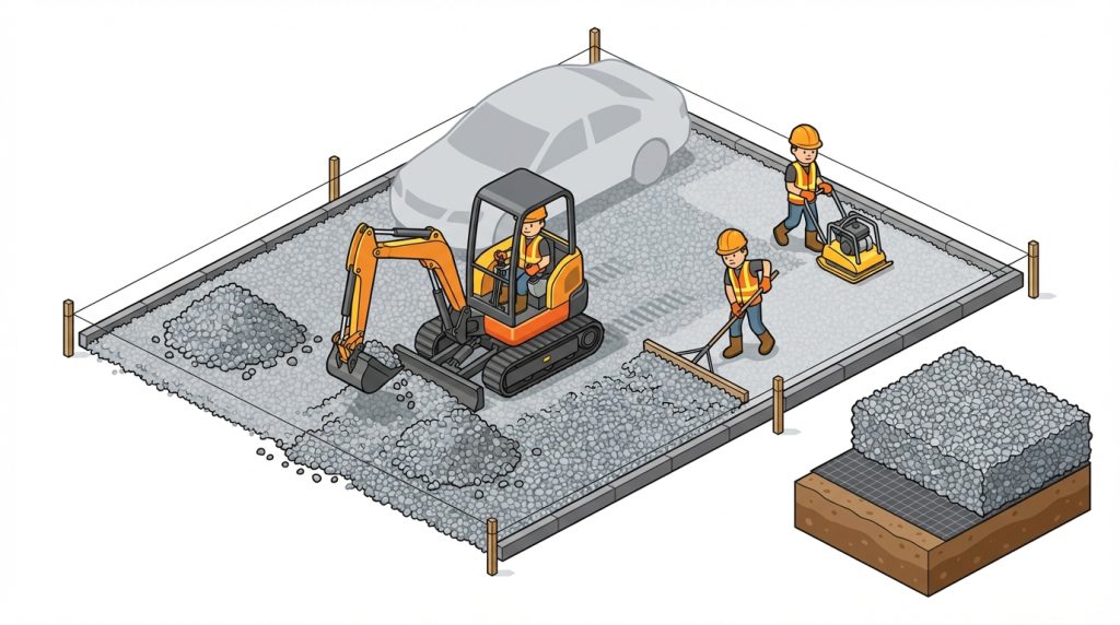 駐車場 砕石 DIY バックホー