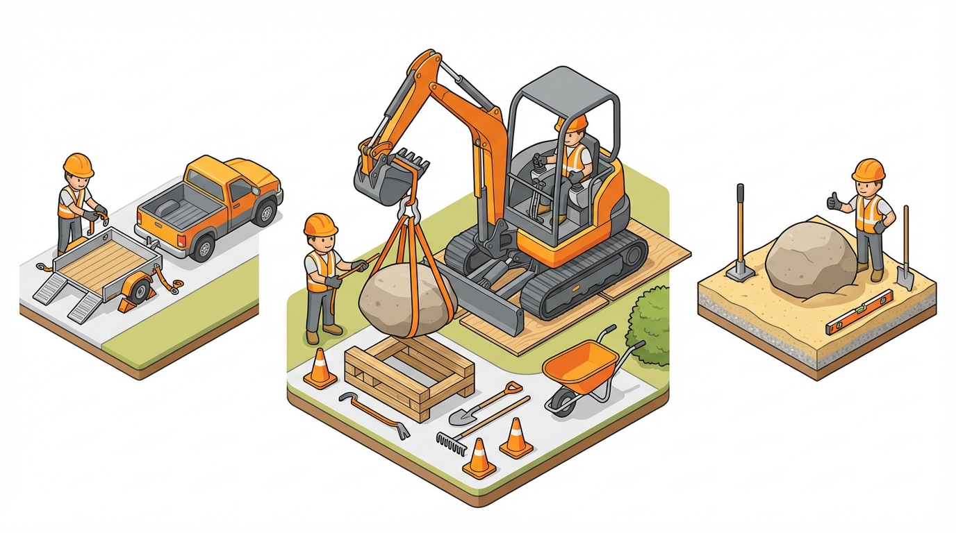 庭石 移動 方法 バックホー