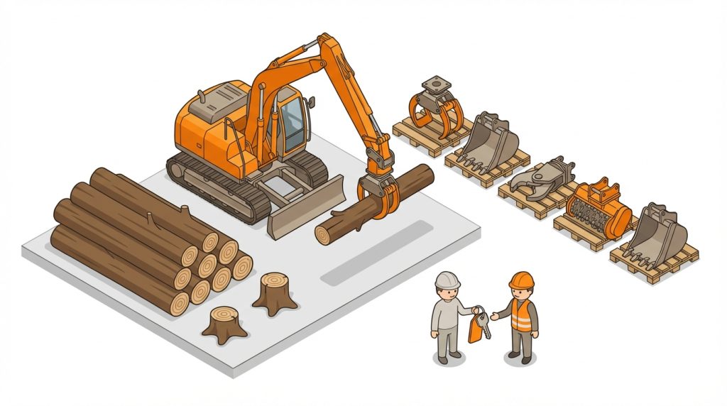 伐採 木 処分 バックホー