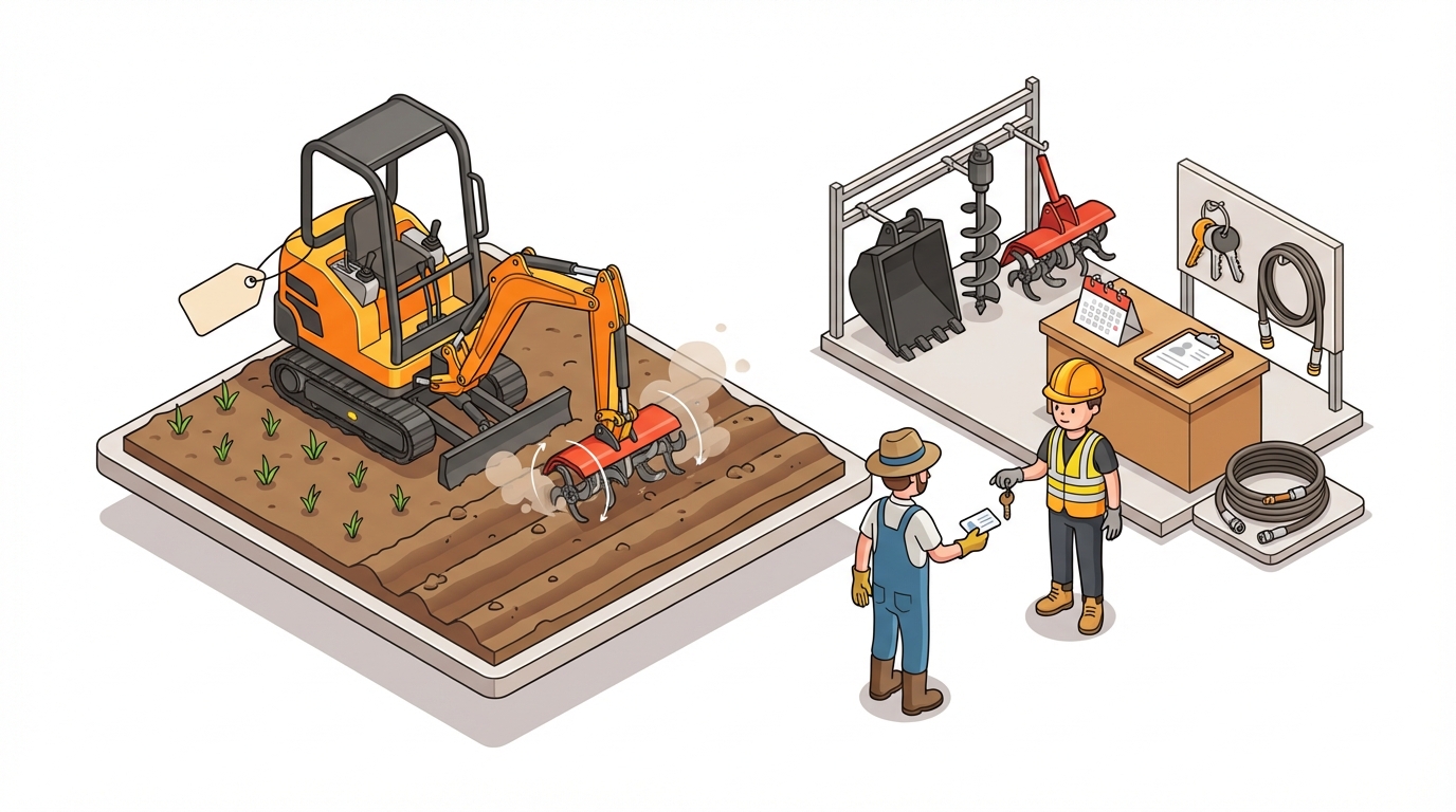 畑 耕す 機械 レンタル バックホー