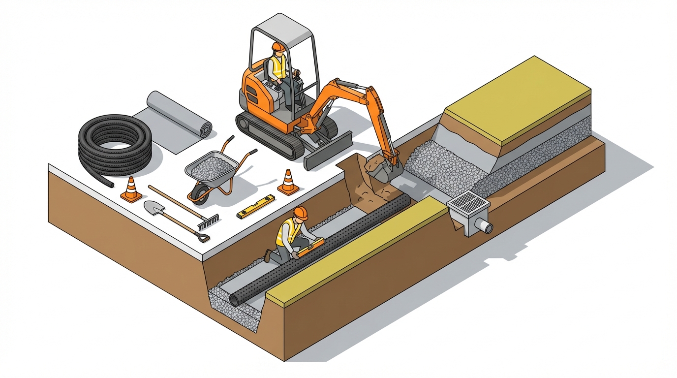 暗渠排水 DIY バックホー