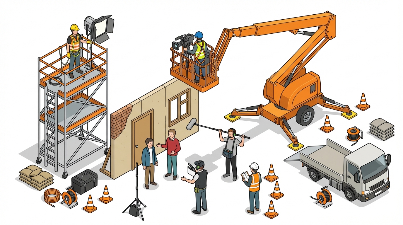 ドラマ 撮影 足場 高所作業車